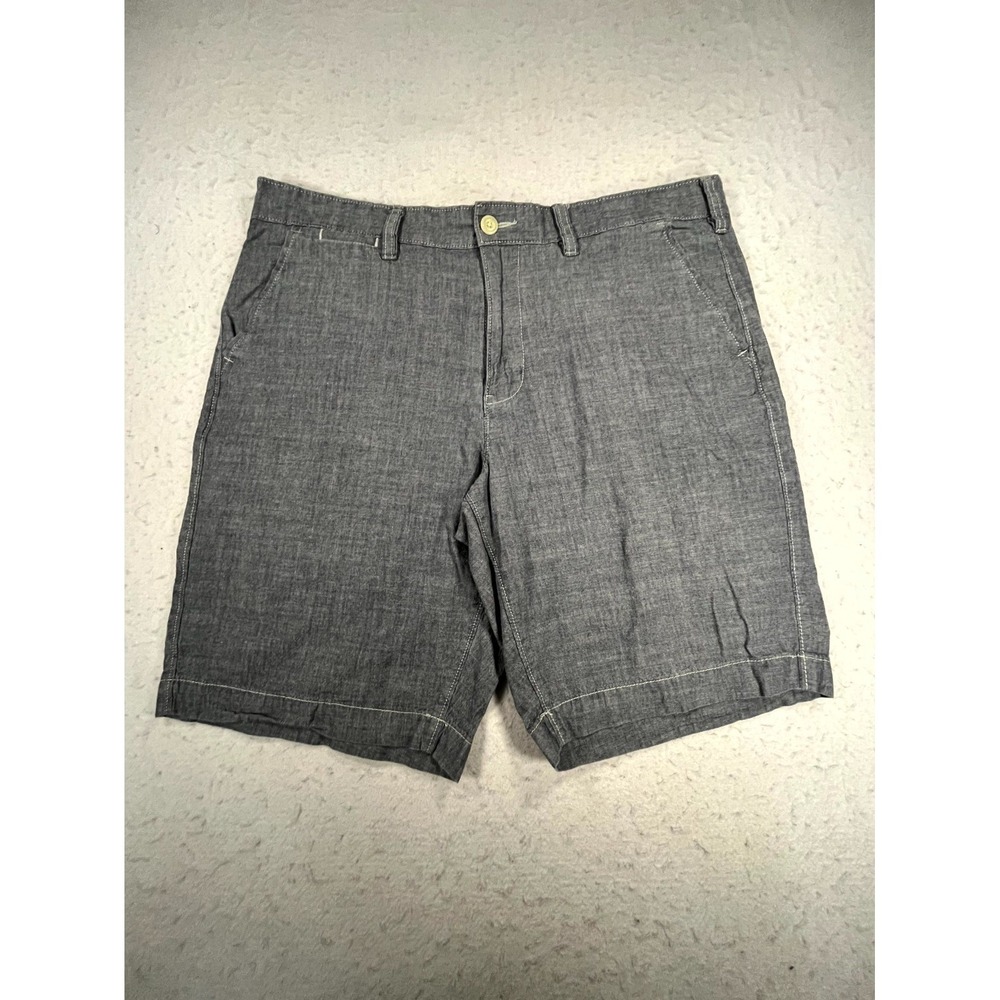 Sonoma Goods For Life Chino Shorts Men 38 Gray Chambray Cotton Flat Front Casual